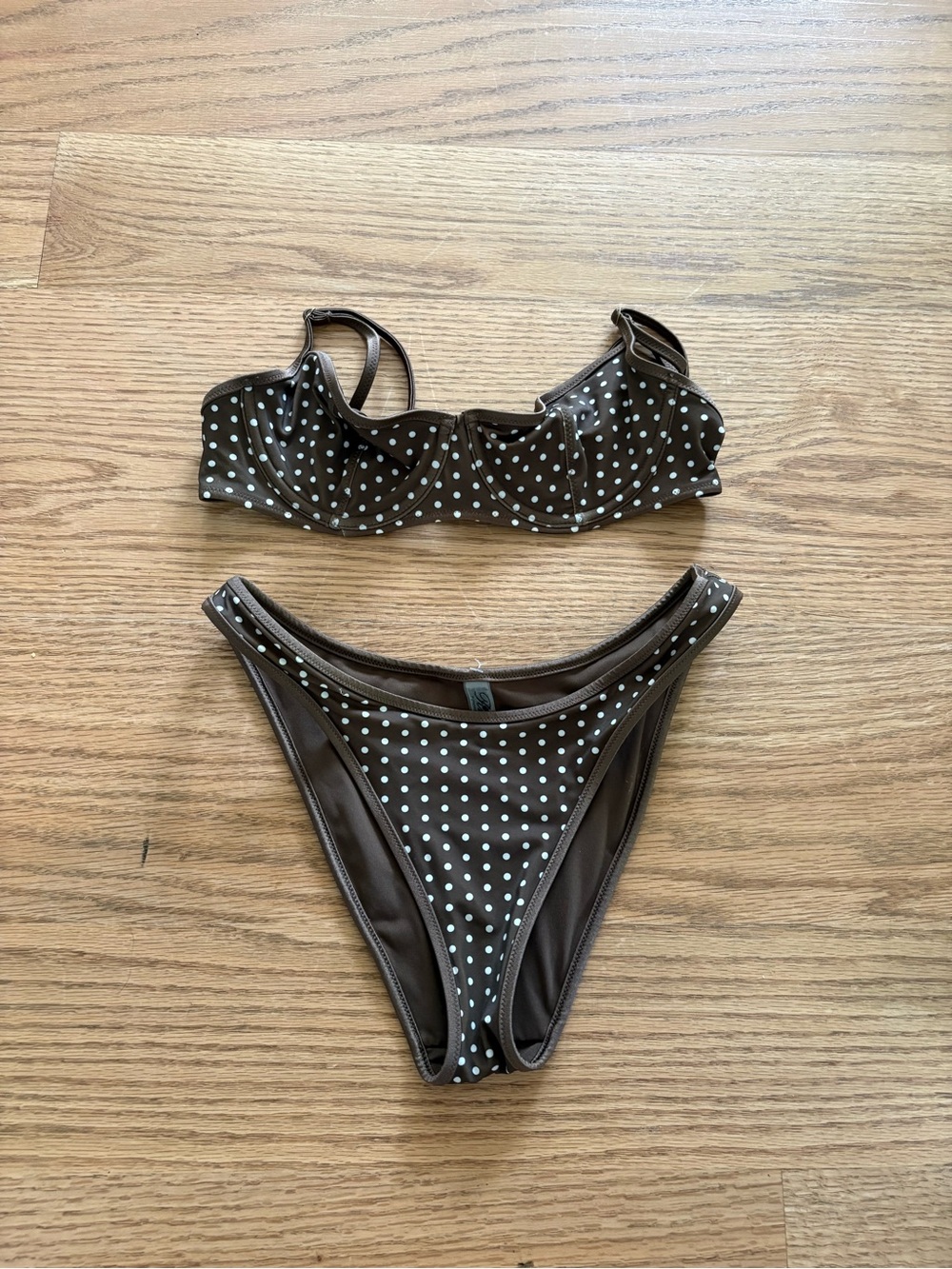 Frankie’s Bikinis Brown Polka Dot Bikini Set